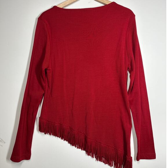 Miss Dorby Vintage 2-Piece Fringe Skirt Suit Set Red Size L Pull-On Boho Western - Picture 10 of 12